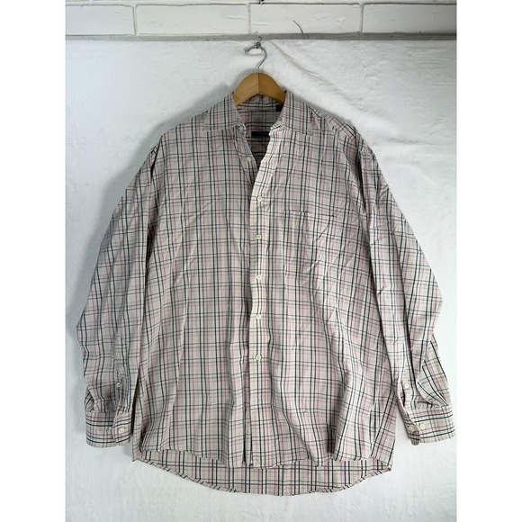 Burberry Other - Burberry London Shirt Mens Large Pink Gray Check Plaid Button Down Made USA